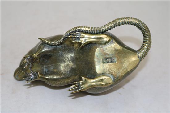 A Japanese gilt patinated bronze model of a rat with a nut, late 19th century, length 18cm